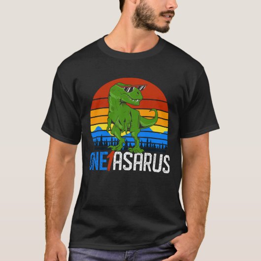 Oneasaurus 1e Verjaardag Dinosaurus Party Kind Gif T-shirt (Voorkant)