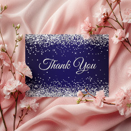 Onechte glinsterende zilveren glitter dank je wel  briefkaart