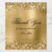 Onechte glitter gouden folie dank je wel wijn etiket (Enkel label)