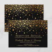 Onechte goud folie confetti bruiloft ontvangstkaar informatiekaartje (Voorkant / Achterkant)