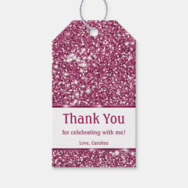 Onechte roze glitters textuur - Dank u Cadeaulabel