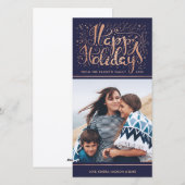 Onechte roze gouden folie kerst foto kaart (Voorkant / Achterkant)