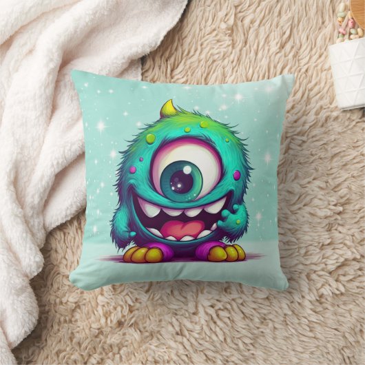 OneCru B is het eenogige vrolijke minimonster Kussen (Deken)