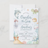 Oneder de Zee 1e Verjaardagsuitnodiging Kaart (Voorkant)
