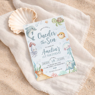 Oneder de Zee 1e Verjaardagsuitnodiging Kaart