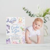 Oneder de Zee Blauwe Jongen Eerste Verjaardagsfees Kaart (Staand voorkant)