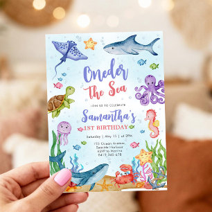 Oneder de Zee Feestje 1e Verjaardagsuitnodiging Kaart