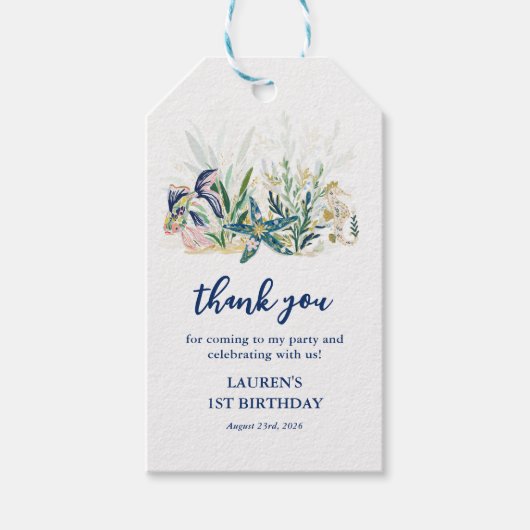 Oneder de Zee Kust 1e Verjaardag Cadeaulabel (Voorkant)