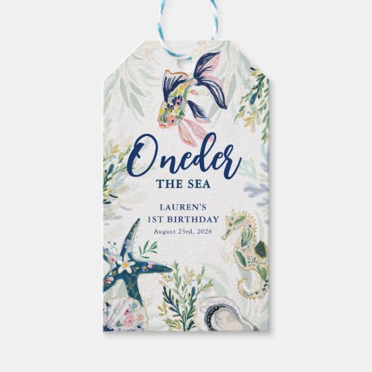 Oneder de Zee Kust 1e Verjaardag Cadeaulabel (Voorkant)