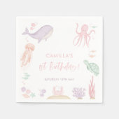 Oneder de Zee meisjes 1e verjaardag servetten (Voorkant)