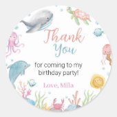 Oneder De Zee Pastel Verjaardag Sticker Label Part (Voorkant)