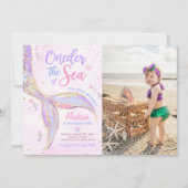 ONEder De Zee Zeemeermin 1e Verjaardag Party Foto Kaart (Voorkant)