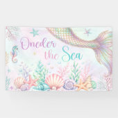 Oneder de Zee Zeemeermin Verjaardag Spandoek (Horizontaal)