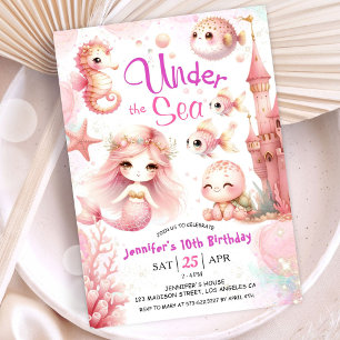 ONEder Het Zee! 10e verjaardag meisje roze Schatti Kaart