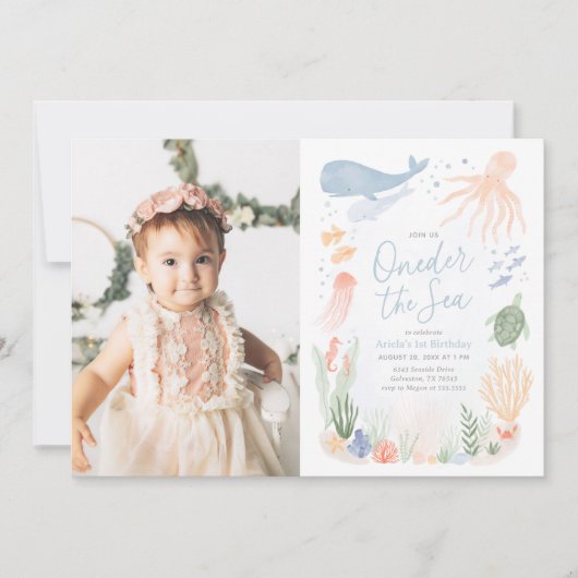 Oneder het Zee 1e Verjaardag Foto Kaart (Voorkant)