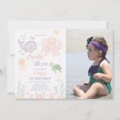 Oneder het Zee 1e verjaardag foto uitnodiging (Voorkant)