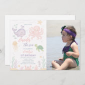 Oneder het Zee 1e verjaardag foto uitnodiging (Voorkant / Achterkant)