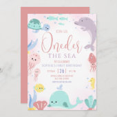 Oneder Het Zee 1e Verjaardag Meisje Schattigee Oce Kaart (Voorkant / Achterkant)