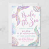 Oneder het Zee 1e verjaardag meisje uitnodiging (Voorkant)