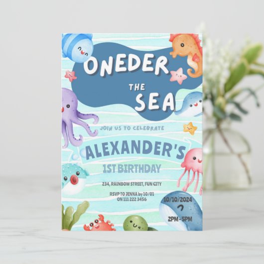 Oneder het Zee 1e Verjaardag Onder het Zee Kaart (Staand voorkant)