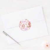 Oneder Het Zee 1e Verjaardag Schattige Meisje Roze Ronde Sticker (Envelop)