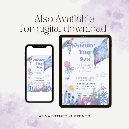 Oneder het Zee 1e verjaardag uitnodiging