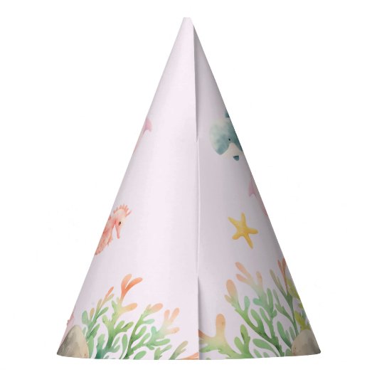 Oneder Het Zee 1e Verjaardags Meisje Feesthoedjes (Achterkant)