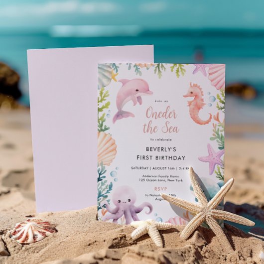 Oneder Het Zee 1e Verjaardags Meisje Kaart
