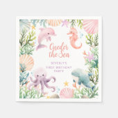 Oneder Het Zee 1e Verjaardags Meisje Servet (Voorkant)