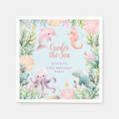 Oneder Het Zee 1e Verjaardags Meisje Servet (Voorkant)