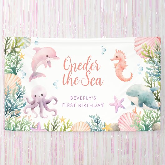 Oneder Het Zee 1e Verjaardags Meisje Spandoek