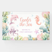 Oneder Het Zee 1e Verjaardags Meisje Spandoek (Horizontaal)