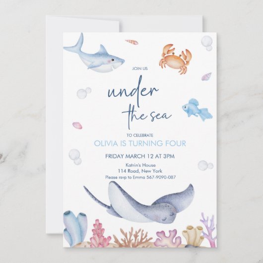 ONEder Het Zee 1e Verjaardagsfeest Kaart (Voorkant)