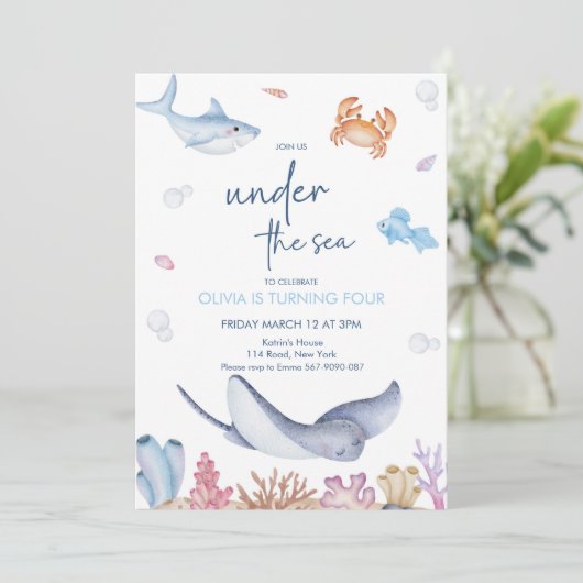 ONEder Het Zee 1e Verjaardagsfeest Kaart (Staand voorkant)