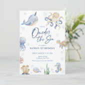 ONEder Het Zee 1e Verjaardagsfeest Kaart (Staand voorkant)