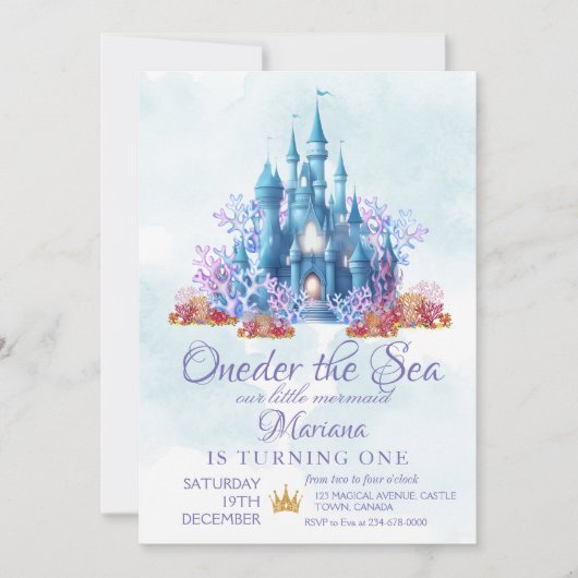 Oneder Het Zee 1e verjaardagsfeest Kaart (Voorkant)