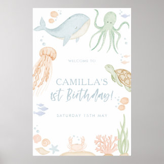 Oneder Het Zee Baby shower 24x36" Welkomstbord Poster