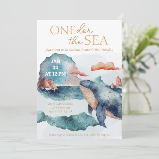 Oneder het Zee blauwe vinvis Kaart (Staand voorkant)