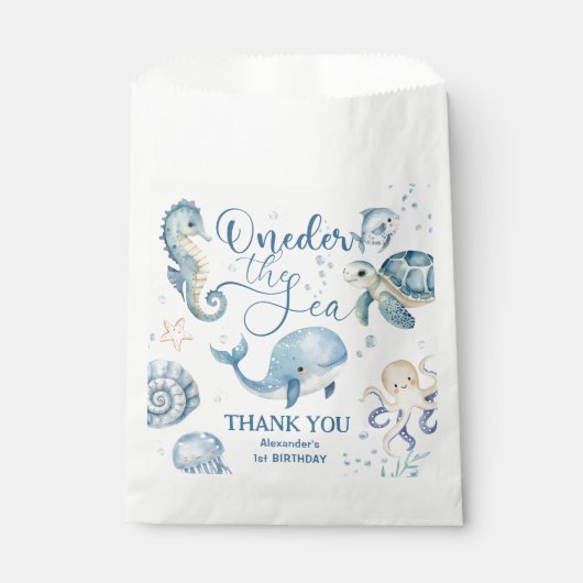 ONEder Het Zee Boy 1e Verjaardag Schattige Blue Oc Bedankzakje (Voorkant)
