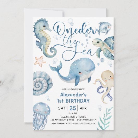 ONEder Het Zee Boy 1e Verjaardag Schattige Blue Oc Kaart (Voorkant)