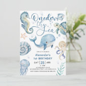 ONEder Het Zee Boy 1e Verjaardag Schattige Blue Oc Kaart (Staand voorkant)