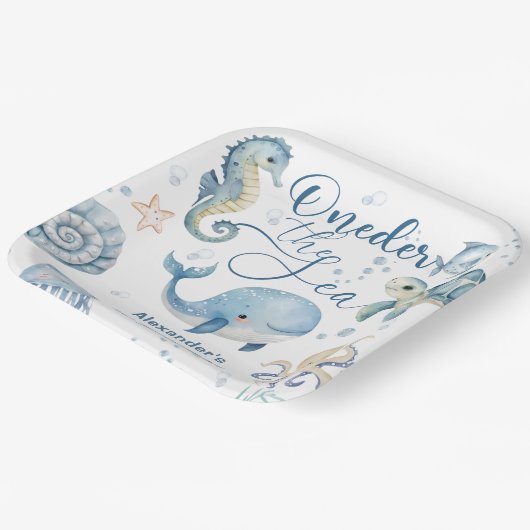 ONEder Het Zee Boy 1e Verjaardag Schattige Blue Oc Papieren Bordje (Gebogen)