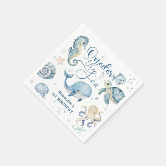 ONEder Het Zee Boy 1e Verjaardag Schattige Blue Oc Servet (Hoek)