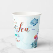 Oneder het Zee Bruine Zeemeermin Meisjes 1e Verjaa Papieren Bekers (Achterkant)