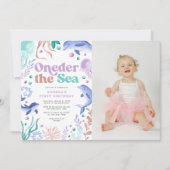 Oneder het Zee Dolfijn Retro Eerste Verjaardag Fot Kaart (Voorkant)
