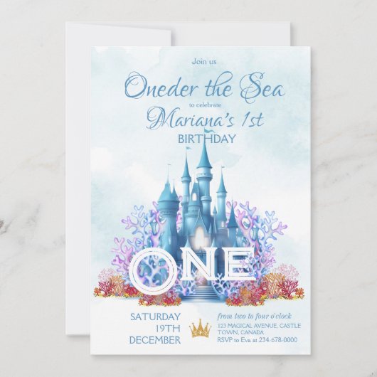 Oneder Het Zee Eerste 1e Verjaardag Onder Het Zee Kaart (Voorkant)