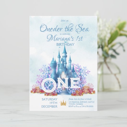 Oneder Het Zee Eerste 1e Verjaardag Onder Het Zee Kaart (Staand voorkant)