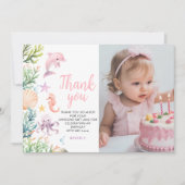 Oneder het Zee eerste verjaardag flat dank u kaart (Voorkant)