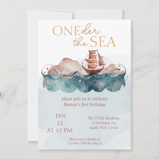 Oneder het Zee grillige oceaan piraat Kaart (Voorkant)