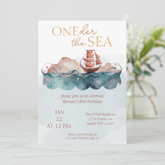 Oneder het Zee grillige oceaan piraat Kaart (Staand voorkant)